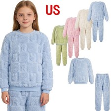YiZYiF Girls Boys Flannel Pajamas Set Winter Warm Sleepwear Pullover with Pants