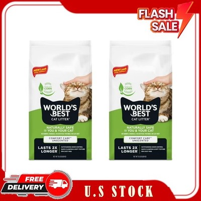 2 Bags World's Best Cat Litter Comfort Care Unscented, 15 lb Bag