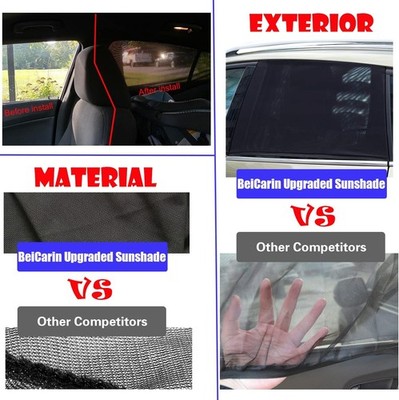 Sombras Ventana Auto Bebe 2 Piezas Protector Sol Malla Transpirable UV Mosquito