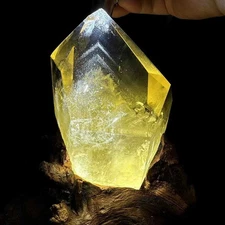 3.13LB Natural citrine quartz obelisk pyramid energy mineral healing+stand