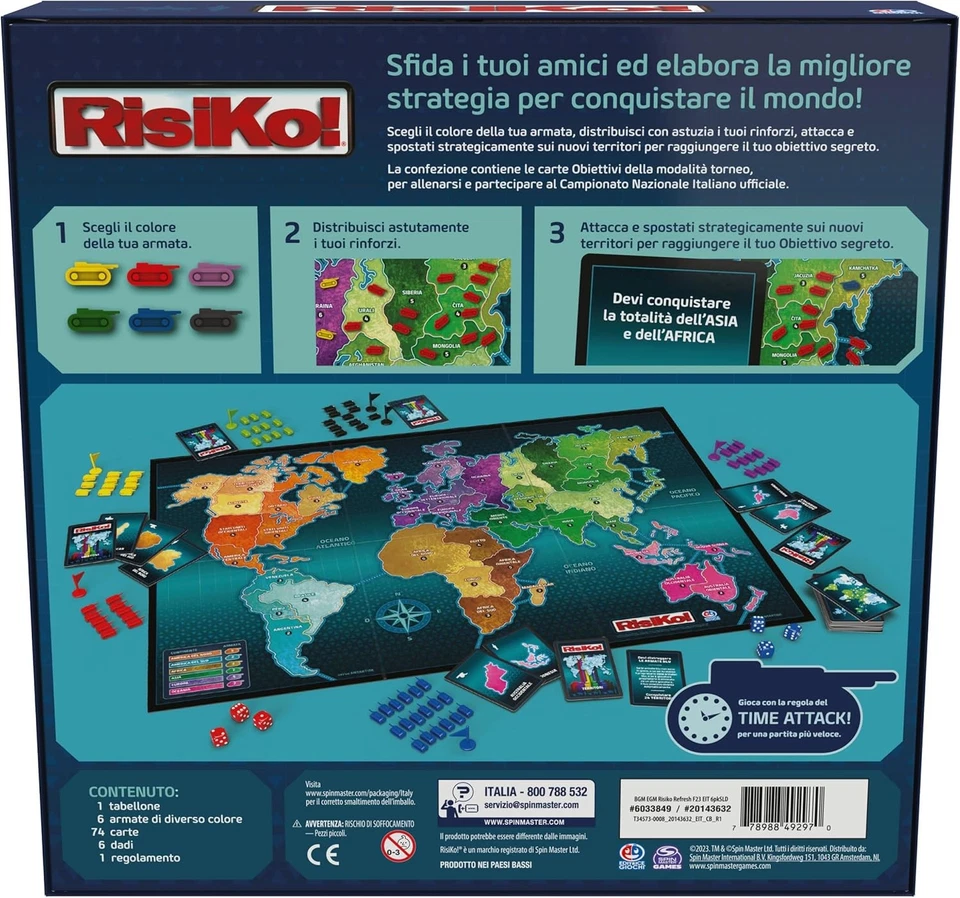Risiko! Quarta Edizione Spin Master Gioco da Tavolo Strategia 3-6 Giocatori - Immagine 3 di 4