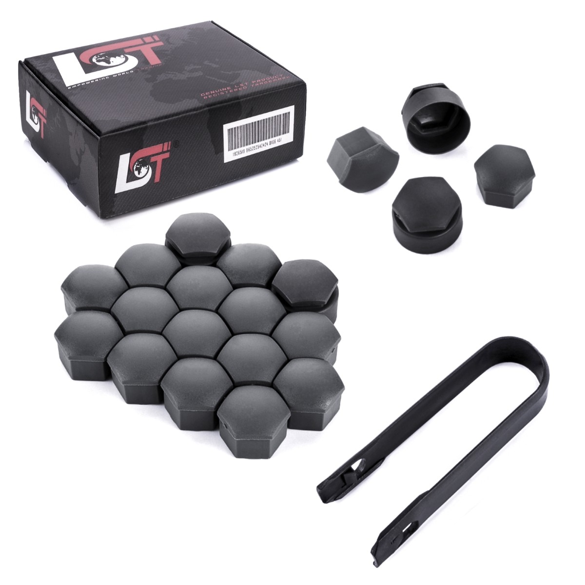 20x Rims Wheel Bolt Caps Set 0 21/32in Anthracite Theft Protection for Dacia