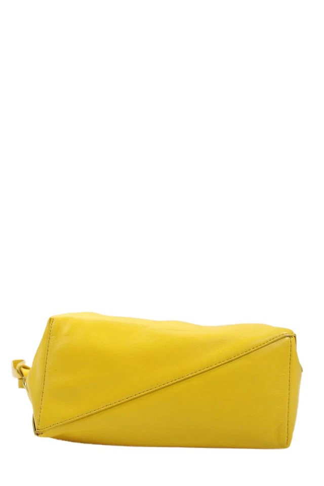 Diane Von Furstenberg Womens Leather Zip Large Pouch Clutch Bag Handbag Yellow - Image 4 of 4