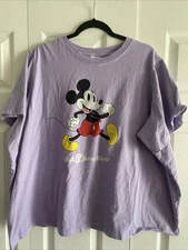Disney Parks WDW Womens 2X Purple Mickey Graphic Tee Top Short Sleeve Boxy