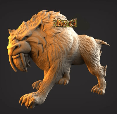 Saber-toothed Tiger STL Model, CNC Router, Artcam, Aspire, Wood Art