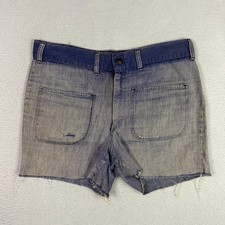 Vintage 40s 50s Heavily Sun Faded Patina Archive Shorts Denim Waldes Zip 34x5