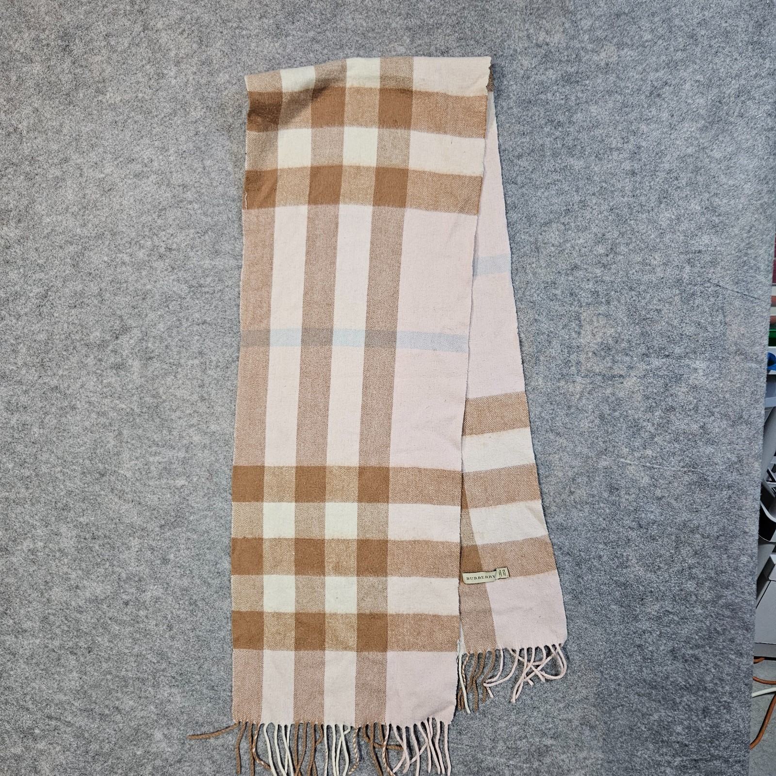 Burberry Vintage Cashmere Scarf - Classic Burberry Beige Check Scarf