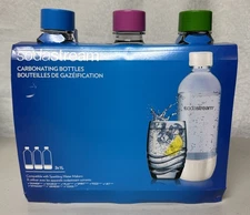 SODASTREAM CARBONATING BOTTLES SET OF 3 X 1 LITER BOTTLES PLASTIC NEW US6