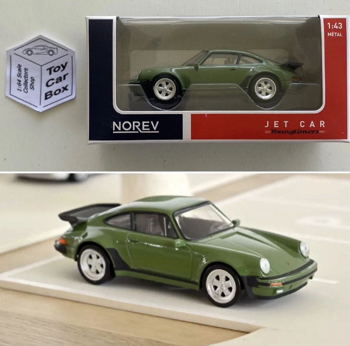NOREV 1:43 Scale* - 1978 Porsche 911 Turbo (Olive Green - Boxed Jet Car) L94g