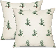 Christmas Pillow Covers 18x18 inch Set of 2 Christmas Tree Decorative White Thro