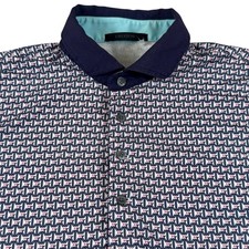 Greyson Golf Polo Shirt Logo AOP Navy Blue Pink Men  s Size Large Casual Wolf
