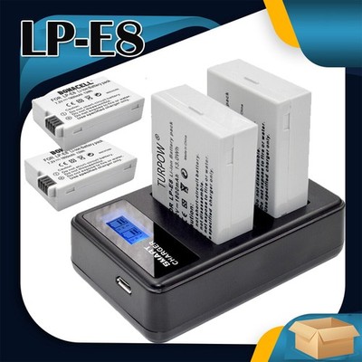 2/ 4X LP-E8 Akku & LCD Dual Ladegerät für Canon EOS 550D 600D 650D Batterie Set