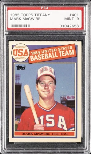 1985 TOPPS TIFFANY 84 USA BB TEAM #401 MARK MCGWIRE PSA 9