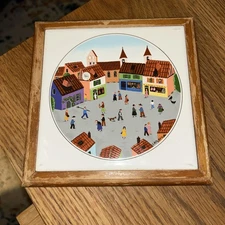 Villeroy & Boch Design Naif tile trivet “Old Village Square" by Gérard Laplau