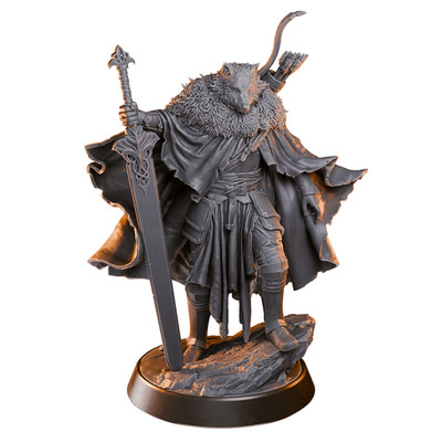 Wolf-Kin Warrior   32mm Resin Miniature | D&D 3D Printed Fantasy Figure