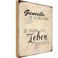 Holzschild 18X12 Cm GenießE Kleine Dinge Leben Spruch Zitat Deko Geschenk Holz S