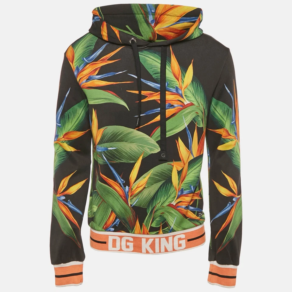 Dolce & Gabbana Black Bird Of Paradise 印花棉质连帽运动衫 S