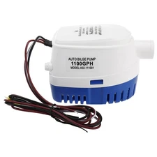 12V Automatic Submersible Boat Bilge Water Pump 1100GPH, Built In Auto Float