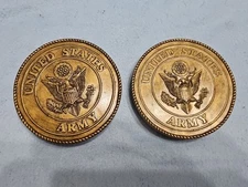 Pair (2) of ARMY Hand Painted Resin Casket Medallions - 2007 Life Symbols