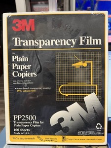 3M Transparency Film for Plain Paper Copiers PP2500 100 Sheets Made in U.S.A