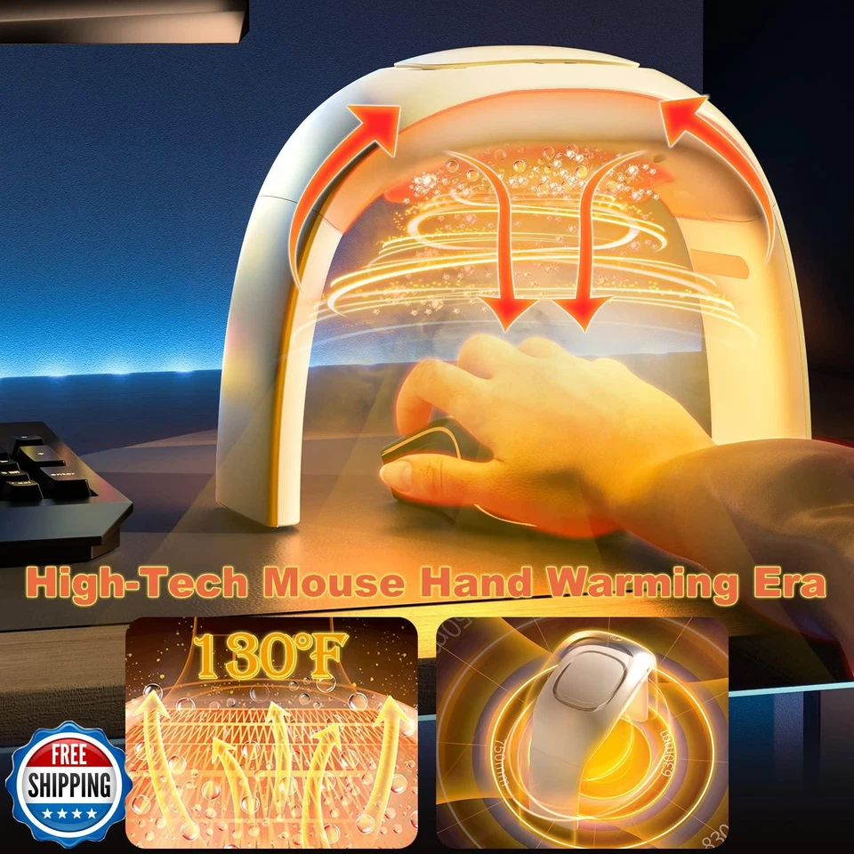 Nauttxon Heated Mouse Pad Hand Warmer Super Quiet, 110v 100w Desk Mouse Pad H - Image 4 of 4