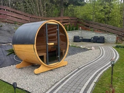 Faßsauna Outdoorsauna Gartensauna Sauna OSLO 200 x 165 cm E-Ofen SPA Wellness - Bild 1 von 4