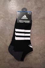 adidas Men's Cushioned No-Show Socks 3 Pair 6-12 Arch Compression Aeroready Bla  