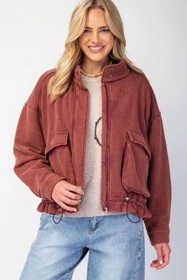 ''The Bronx Burgundy'' Bomber Jacket Rusty Burgundy