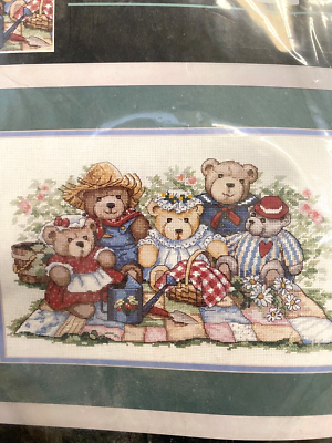 Dimensions Vintage 1996 Cross Stitch Teddy Bear Picnic 3809 New