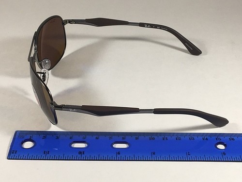Ray-Ban RB3519 029/83 Polarized Aviator Sunglasses Gray Brown Lens Authentic - Picture 12 of 12