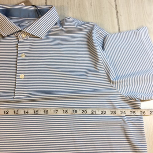 PUMA GOLF POLO SHIRT XL BLUE WHITE STRIPE PIQUE STRETCH POLY PERFORMANCE -NEW - Picture 4 of 7