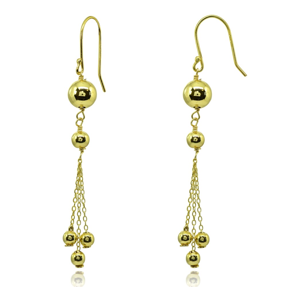 Polished Bead and Chain Drop Earrings Gold-plated Sterling Silver Polished Bead and Chain Drop Earrings Gold-plated Sterling Silver