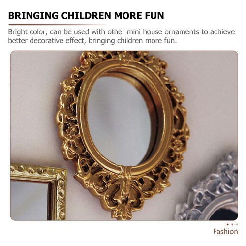 Espejo retrovisor tallado clásico simulado para niños en miniatura decoración 6 piezas - Imagen 6 de 12