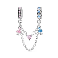 KUNSIR 925 Sterling Silver Coupler Safety Chain Charm For Women Bracelets DIY