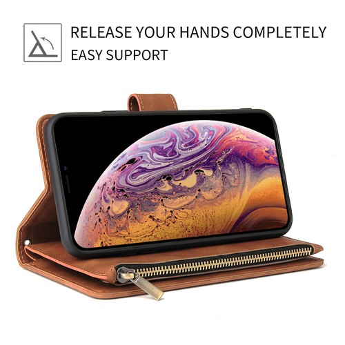 Zipper Flip Wallet Leather Card Case Cover For iPhone 14 13 12Pro 11 XR 7 8 Plus - Picture 9 of 36