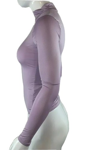 NastyGal Women's Size 2 Shirt Long Sleeve Mock Neck Knit Pullover Top Purple EUC - Picture 2 of 5
