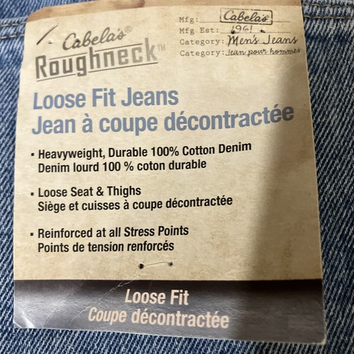 Pantalones de mezclilla Cabela's cuello redondo para hombre 52x29 52W 29L calce suelto azul lavado a la piedra ¡NUEVOS CON ETIQUETAS FS! - Imagen 3 de 16