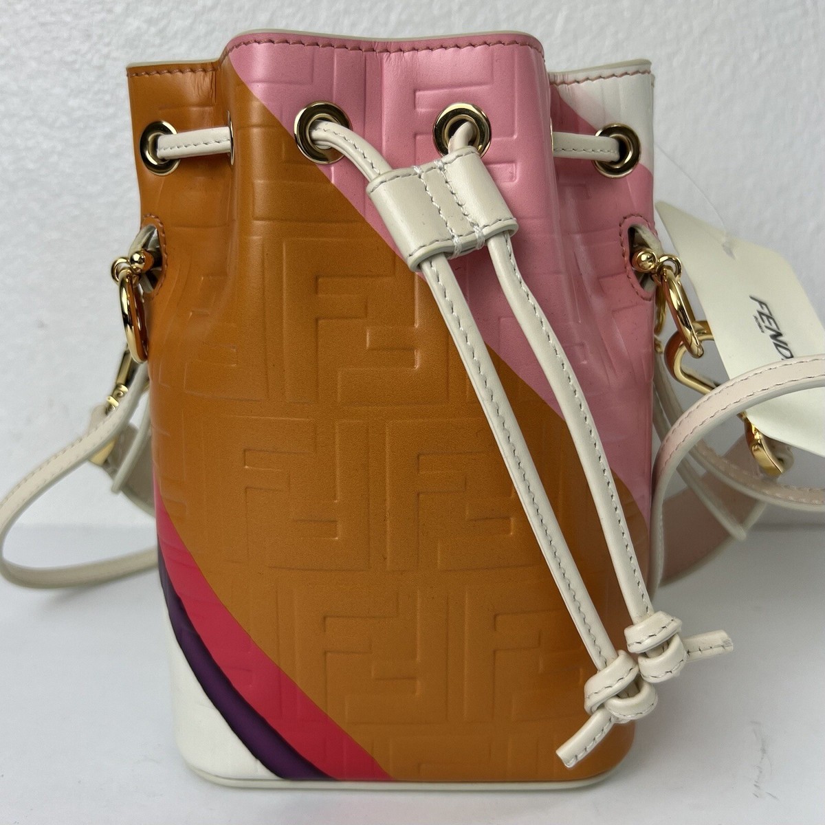 ☆Fendi MINI MON TRESOR CRYSTAL BUCKET ロゴ ショルダーバッグ