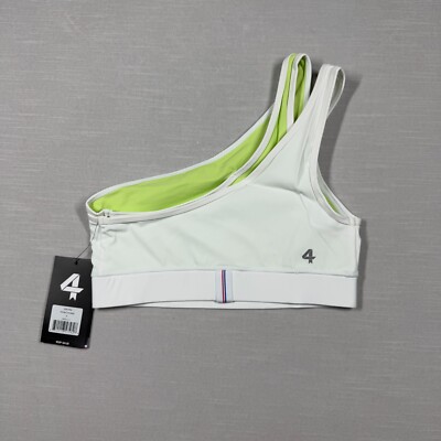 FourLaps Sports Bra Womens Small White Solo Asymmetrical Athletic Pilates Yoga