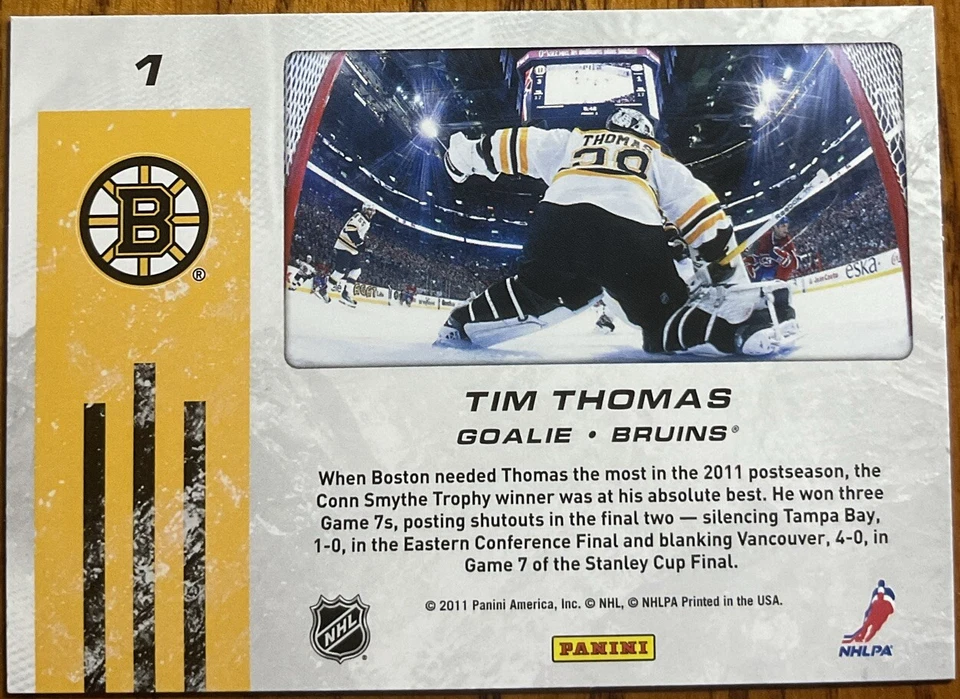 2011-12 Score Net Cam Tim Thomas #1 Boston Bruins - Image 2 of 2
