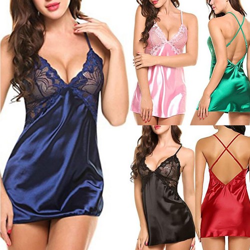 1PC Women Lace Robe Dress Deep V Neck Sexy Babydoll Nightgown Lingerie Sleepwear - Picture 3 of 47