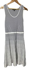 Banana Republic Blue White Stripe A-Line Small Sleeveless Preppy Dress Chic Knit