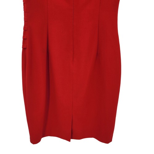 Calvin Klein Sleeveless Sheath Dress 6 Red Starburst Ruched Tea Length Holiday - 第 11/12 張圖片