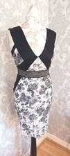 LASHES LONDON Grey Mix Floral Panelled Sleeveless Bodycon Dress [6] [8] [10]