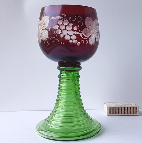 Römer/ Wein- Glas Trompetenfuß Weintraube Handschliff um 1900 N677 - Picture 13 of 14