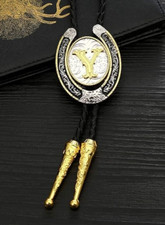 Rodeo Bolo Tie Western Cowboy Black Leather Necktie New Initial Y B1123