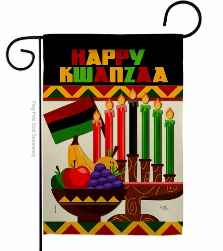 Bandiera da giardino africana Happy Kwanzaa decorazione invernale piccolo regalo cortile casa striscione - Foto 2 di 17