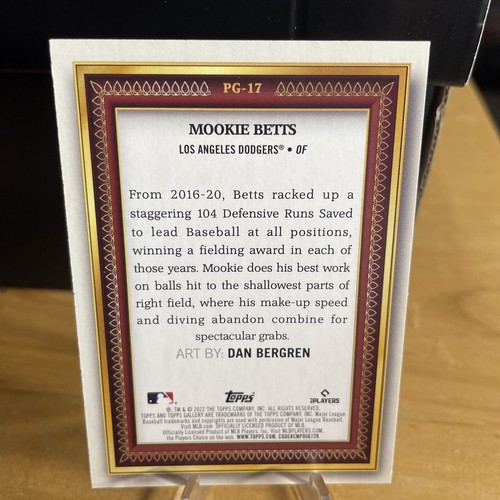Mookie Betts 2022 Topps Gallery Portrait Gallery PG-17 Los Angeles Dodgers - Picture 6 of 10
