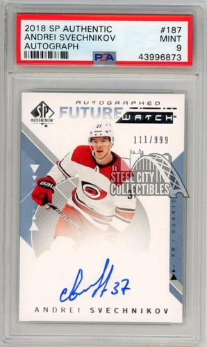 Andrei Svechnikov 2018-19 UD SP Authentic Future Watch Auto Rookie RC /999 PSA 9