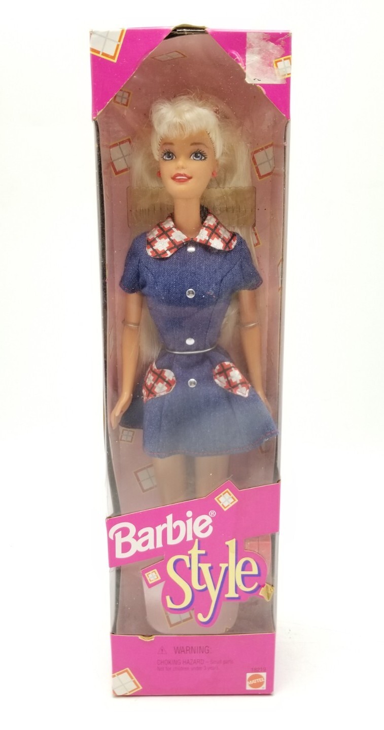 Mattel Barbie Style Doll 1997 #18219 Fashion Jean Denim Dress Vintage